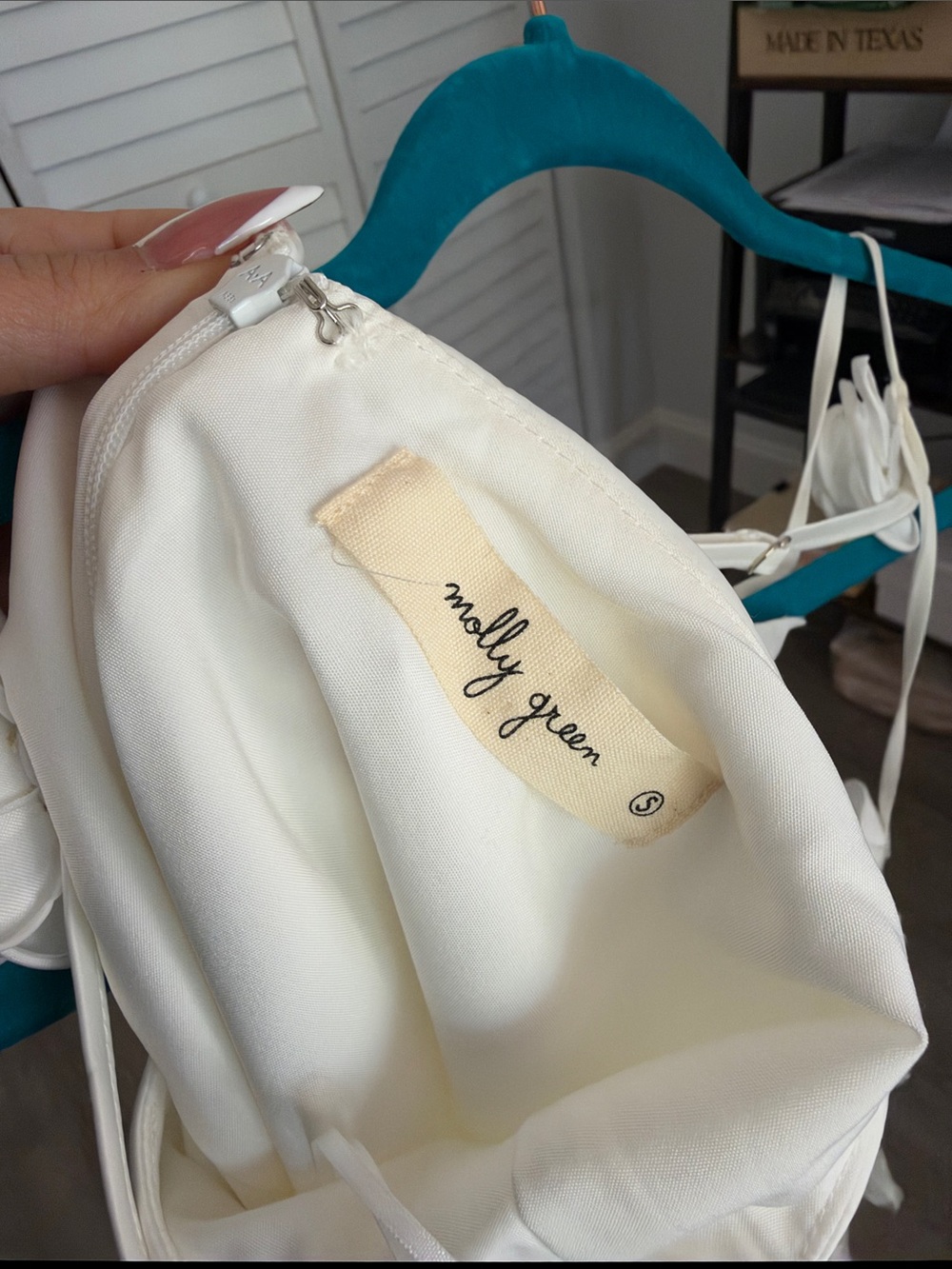 White Satin Slip Dress with Side Knot Detail - Picture 4 of 4